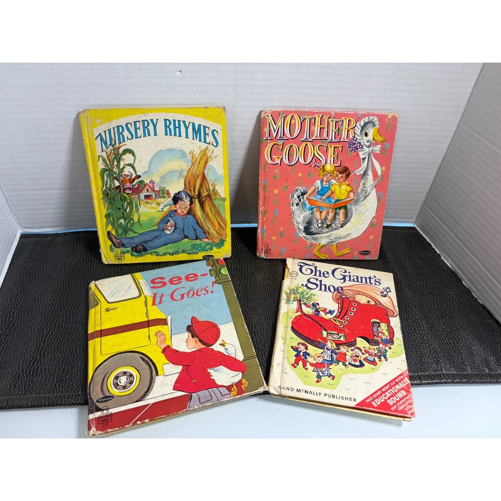 Children's Book Lot of 4: Mother Goose, Nursery Rhymes, Giant's Shoe, & See-It